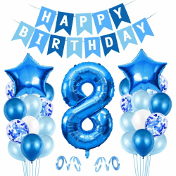 Luftballon 8. Geburtstag Blau - Happy Birthday Folienballon, Riesen Folienballon Zahl 8, Ballon Deko, Geburtstagsdeko Jungen 8 Jahr Angebot bei HelloDeals