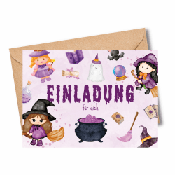 MeinBaby123® 10 Einladungskarten Kindergeburtstag Jungs und Mädchen | Geburtstagseinladungen für Kinder | Hexe Einladungskarte | inkl. 10 Briefumschläge | Premium Qualität (Hexe) Angebot bei HelloDeals