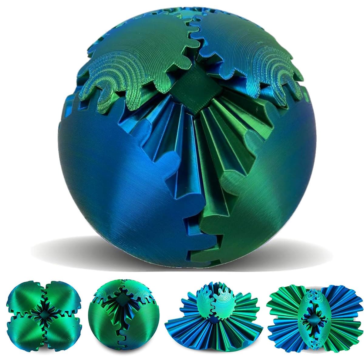 Gear Ball, 3D Gedruckter Zahnradball - The Steampunk Whirling Wonder Fidget Getriebe Ball, Gear sphere Cube Fidget Toys für Büro & Zuhause, Cool Stuff Spielzeug Geschenk für 3+ Jahre Kinder Erwachsene Laserblau grün Angebot bei HelloDeals