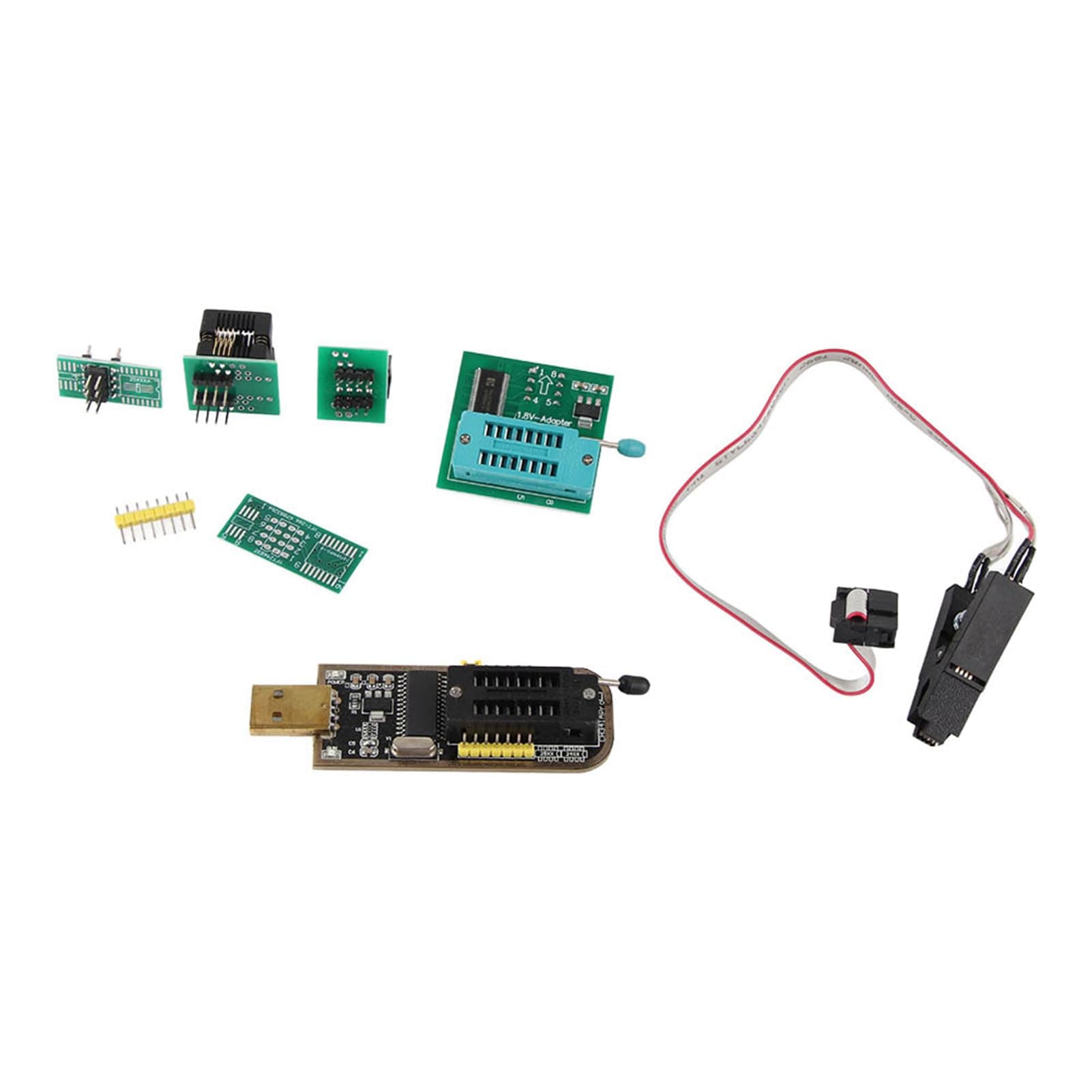 Culnflun CH341A USB Programmer SOP8 Test Clip 1.8V Adapter SOP8 to DIP8 Converter Module High Speed Programming Tool for 24 25 Series FLASH Chips TV Motherboard Repair Angebot bei HelloDeals