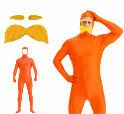 Damen Herren Greenscreen Anzug Suit Unisex Ganzkörperanzug Halloween Karneval Ganzkörper Slenderman Kostüm Bodysuit Orange Karneval Lorax Kostüm Open Face Cosplay Jumpsuit Ganzkörperanzug Orange 2025 170 01 Orange