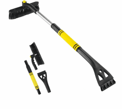 NUYGNIX Eiskratzer Auto mit Besen, 2 in 1 Auto Eiskratzer Scheibenkratzer Auto,Abnehmbarer Auto Eiskratzer mit Schaumstoffgriff & 360° Drehbarem Bürstenkopf Gelb