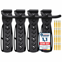 4 x WELLGRO Wand Fahrradhalter - Stahl Fahrrad Wandhalterung - Fahrrad Haken - Fahrradständer - Ständer - Farbe wählbar, Farbe:Schwarz Angebot bei HelloDeals