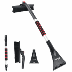 AUTOJARE 2 in 1 Eiskratzer Auto mit Besen 360° Drehbarer Schneebürste Auto ReinigungsbüRste Abnehmbarer Einziehbare Eisschabe für SUV Auto LKW