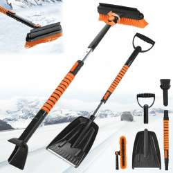 Eiskratzer Auto mit Besen,5 in 1 Schneebesen Abnehmbarer,Eiskratzer mit Besen,Abnehmbarer Eisschaber,Auto Eiskratzer,180° Drehbarer Schneebürste,Schneebesen Auto,mit Ergonomischem Schaumstoffgriff Fünf in einem