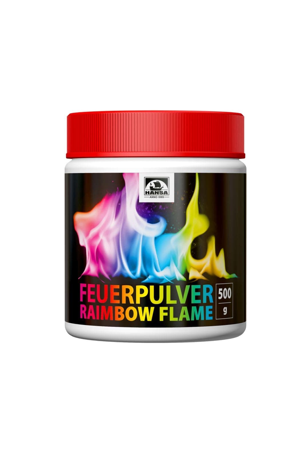 HANSA RAINBOWFLAME Feuerfarben Pulver für buntes Feuer (500g.) Trockenpulver für Flammenfärbung | Feuer Farbe für Feuerstellen, Kamin, Ofen | Feuerpulver