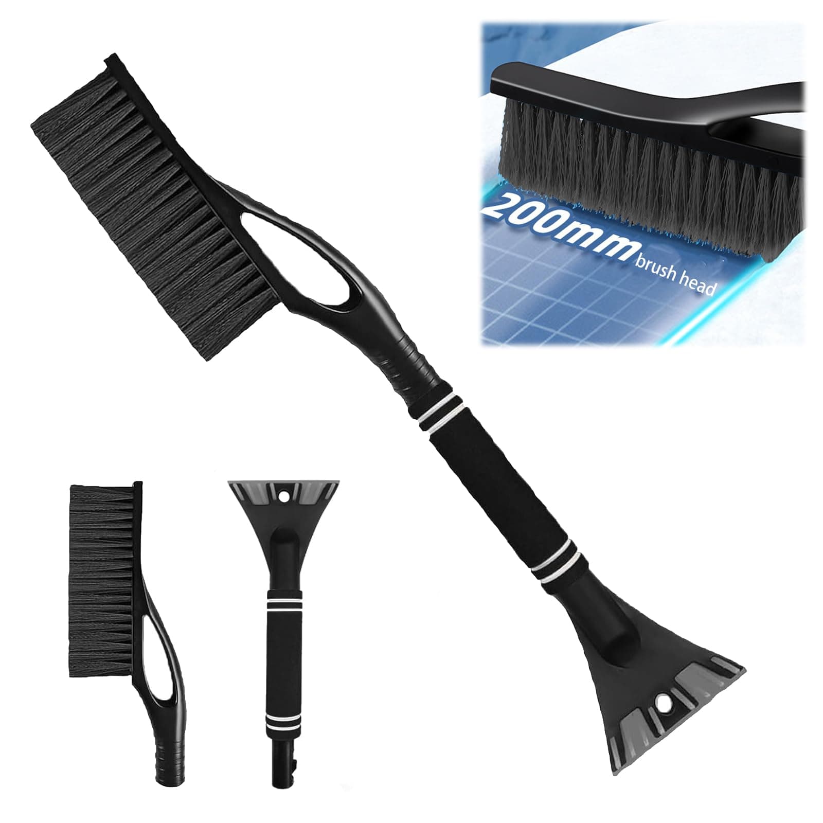 PTBWS 2 in 1 - Eiskratzer Auto mit Besen,Auto Eiskratzer,mit Ergonomischem Abnehmbarer Eisschaber,Auto Schneebesen,für PKW, LKW und SUV (A)