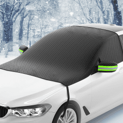 Frontscheibenabdeckung Winter Auto Windschutzscheibenabdeckung Faltbar Wasserdichtes Oxford Stoff Scheibenabdeckung mit Reflektierende Streifen für SUV PKW, Gegen Schnee EIS Frost (254 x 112 x 146cm)