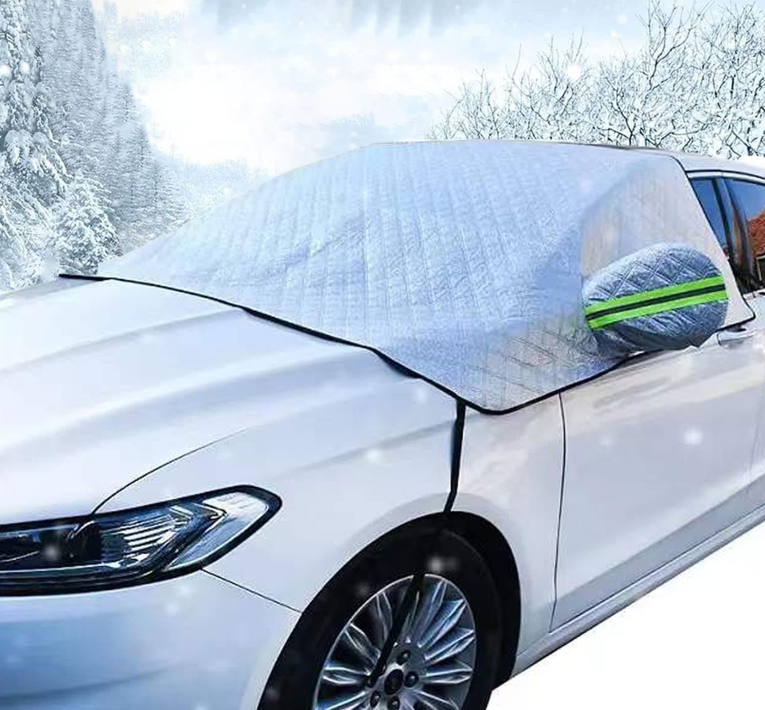 Frontscheibenabdeckung,Frostschutz Auto Frontscheibe,Sonnenschutz Auto Frontscheibe ​Abdeckung,Auto Windschutzscheiben Faltbar,Winterabdeckung Eisschutzfolie für gegen Schnee Frost und Sonne,230*145cm Silber