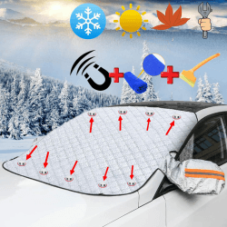 Frontscheibenabdeckung Auto Scheibenabdeckung Windschutzscheiben Abdeckung mit 9 Magnet Fixierung Auto Frostschutz Abdeckung Faltbare Autoabdeckung gegen Sonne/Staub/EIS/Schnee/Frost (183 * 116cm)
