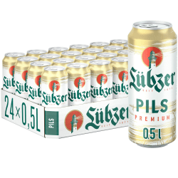 Lübzer Premium Pils, Bier Dose Einweg (24 X 0.5 L) Dosenbier Pils 500.00 ml (24er Pack)