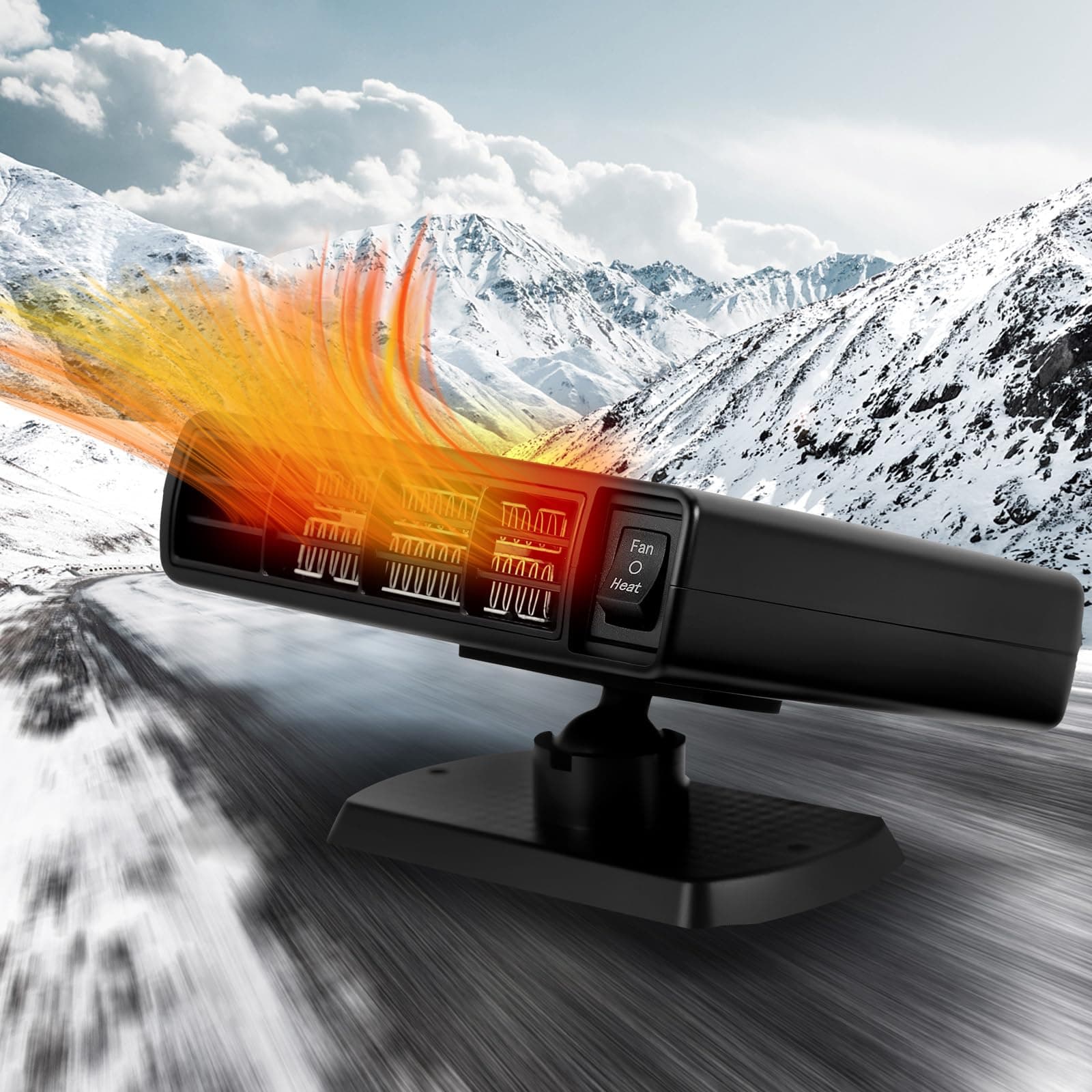 Uwelliky Auto Heizlüfter 12V 120W Tragbare Auto Heizung, 2 in 1 Heizung Kühlung, Autoheizung Fenster Entfroster Demister, 360° Drehbar Schnelleheizung Zusatzheizung, die in Stecker Zigarettenanzünde Schwarz