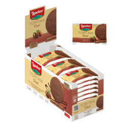 Loacker - Tortina Dark - Mit Schokolade (Bitterschokolade) umhüllte Waffeln und einem zarten Kern köstlicher Haselnusscreme in der Großpackung - Essen und Snacks 24 Stk á 21 g Dark Hazelnut 24 Stk á 21 g