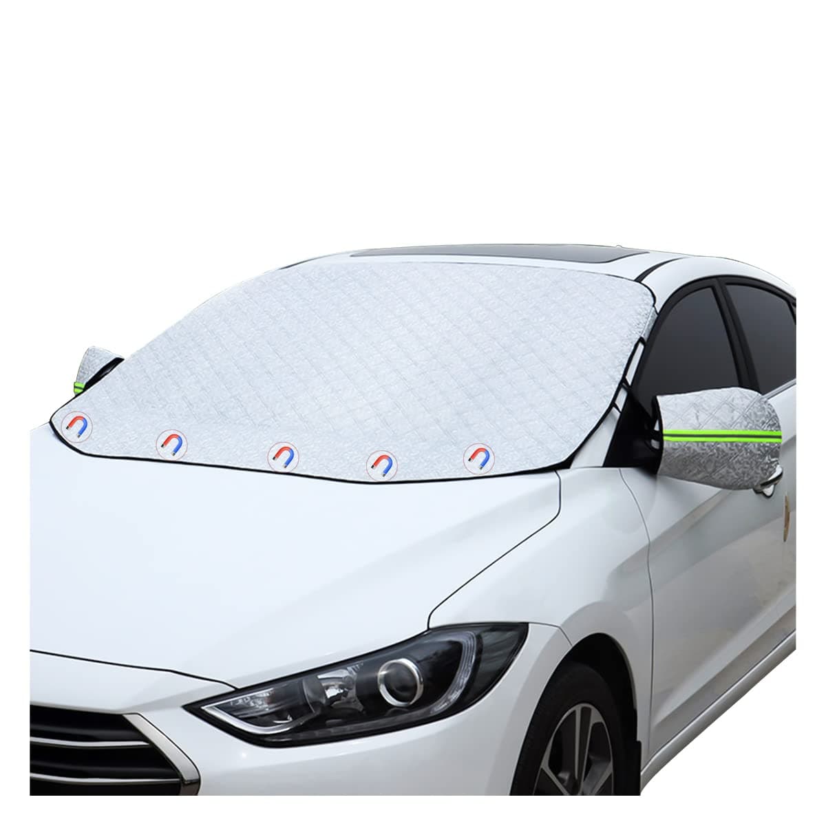 Adunsiaoto Auto Windschutzscheiben Abdeckung, Sonnenschutz Auto Frontscheibe, Auto Winter Frontscheibenabdeckung mit Magnet, Abdeckung Gegen UV-Strahlung, Sonne, Staub Angebot bei HelloDeals