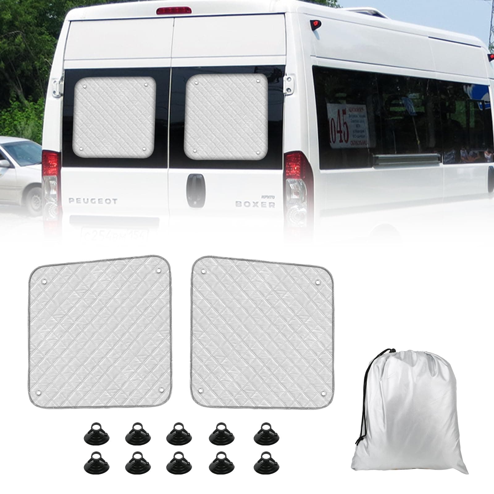 Thermomatte Passend für Peugeot Boxer Citroën Jumper Relay FIAT ducato Zweitürige Heckklappe, FIAT ducato Sonnenschutz Auto Frontscheibe Innen Passend, Auto Sonnenblende Frontscheibenabdeckung FIAT-1