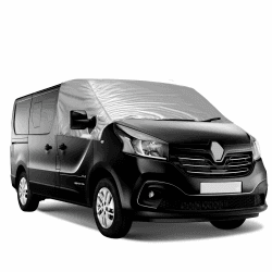 Auto Windschutzscheiben Abdeckung Ersatz für Renault Trafic 2014-2024, Frontscheiben Sonnenschutz, 100% Verdunkelnd, Blockiert UV Strahlen, Wetterfeste Frontscheibe Wrap Cover Silber Maßgeschneidert für Renault Trafic 2014-2024