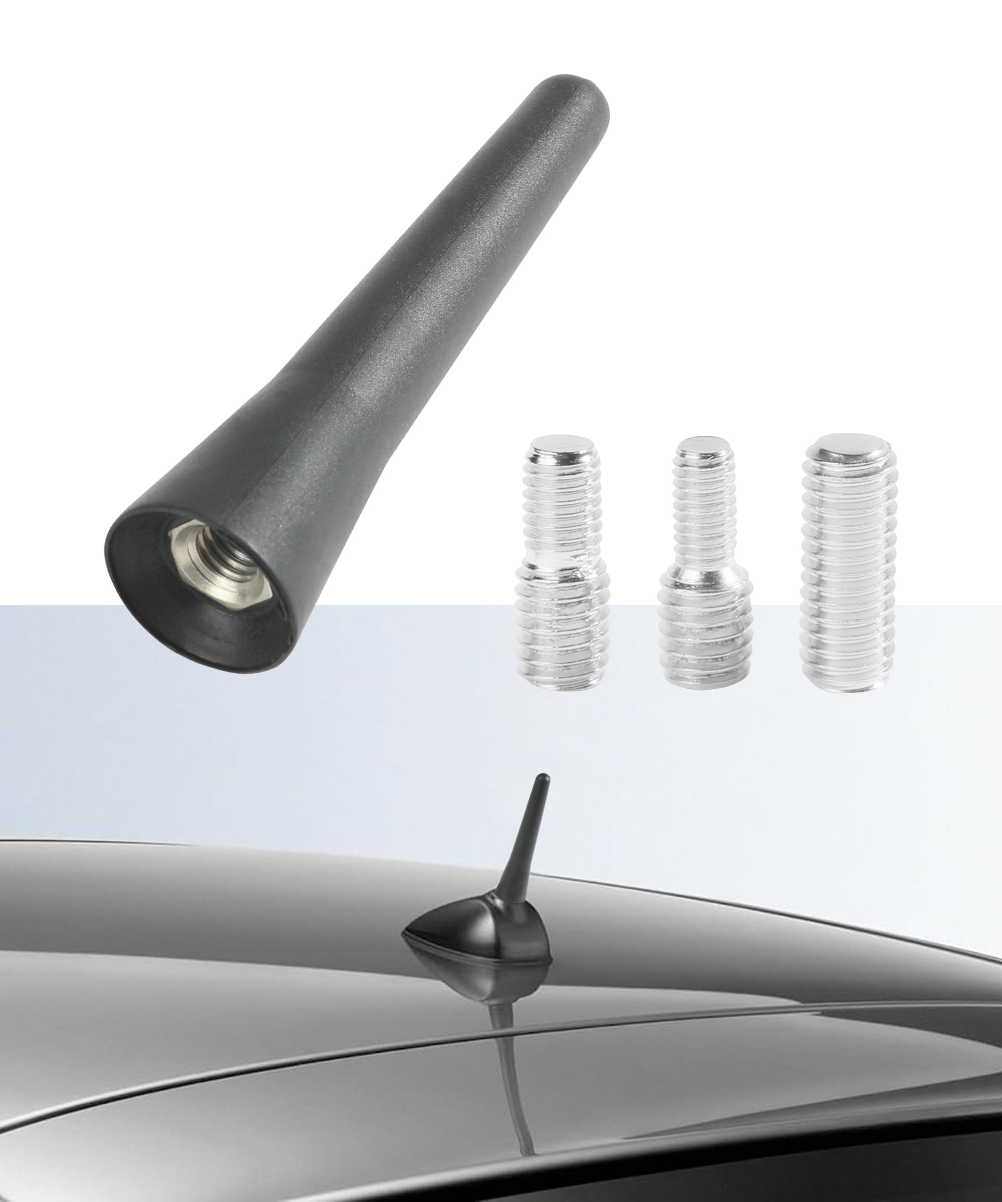 Flaconi Autoantenne,Autoantenne, Autoradioantenne,Autozubehör,Mini-Auto-Kurzantenne mit Aluminiumschraube,AM/FM/DAB-Autoantenne,6,5 cm Autoantennendach,Autoradio-Antennenmast für Auto,SUV