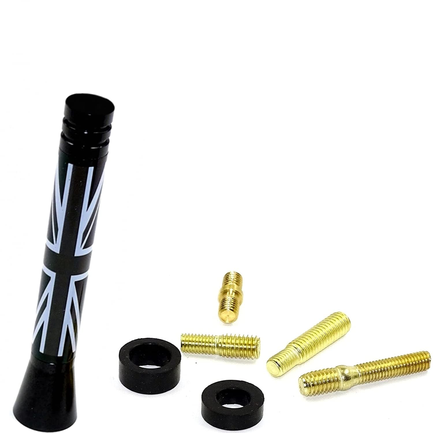 Overdrive-Racing Antenne Dach Stabantenne klein Union Jack Schwarz Weiß Passend Für Mini Cooper S ONE Cabrio Clubman Coupe Countryman