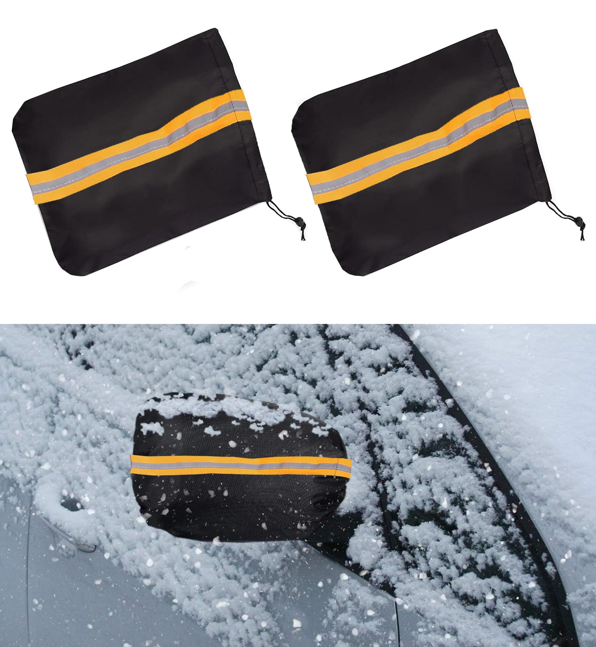 Auto Außenspiegel Frostabdeckung, Seitenansicht Spiegel Abdeckung, Frostschutz für Auto Rückspiege Abdeckung, 40x30cm Autospiegel Schutzhülle Schneeabdeckung, Seitenspiegelabdeckung, 1 Paar Orange 1 Paar