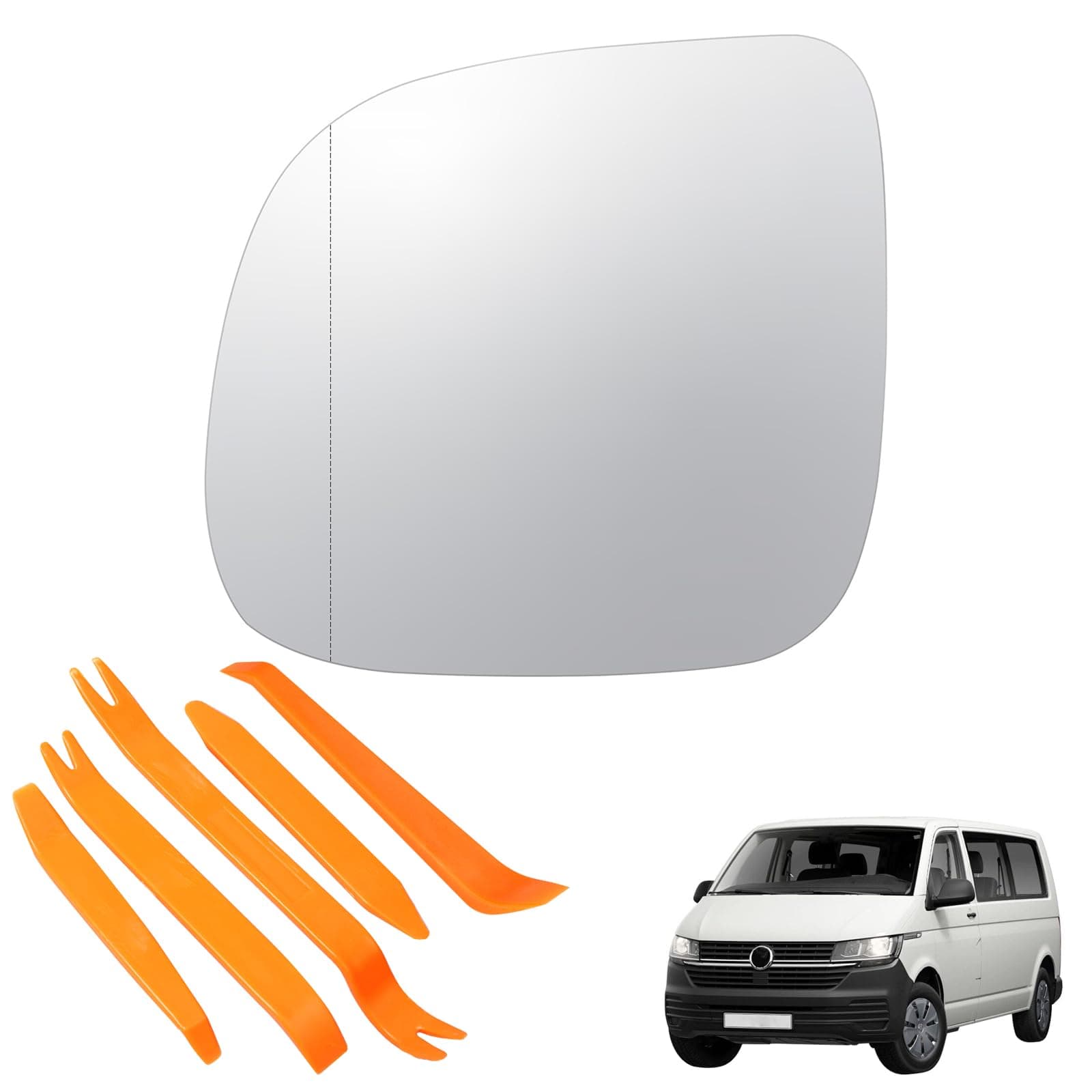 Spiegelglas Ersatz für VW T5 (2010-2015) T6 (2016-2021) VW Transporter Caravelle(2014-2018) beheizbar Ersatzspiegelglas Fahrerseite Außenspiegel Rückspiegelglas Seitenspiegelglas(Links) VW T5 T6 Fahrerseite/Links