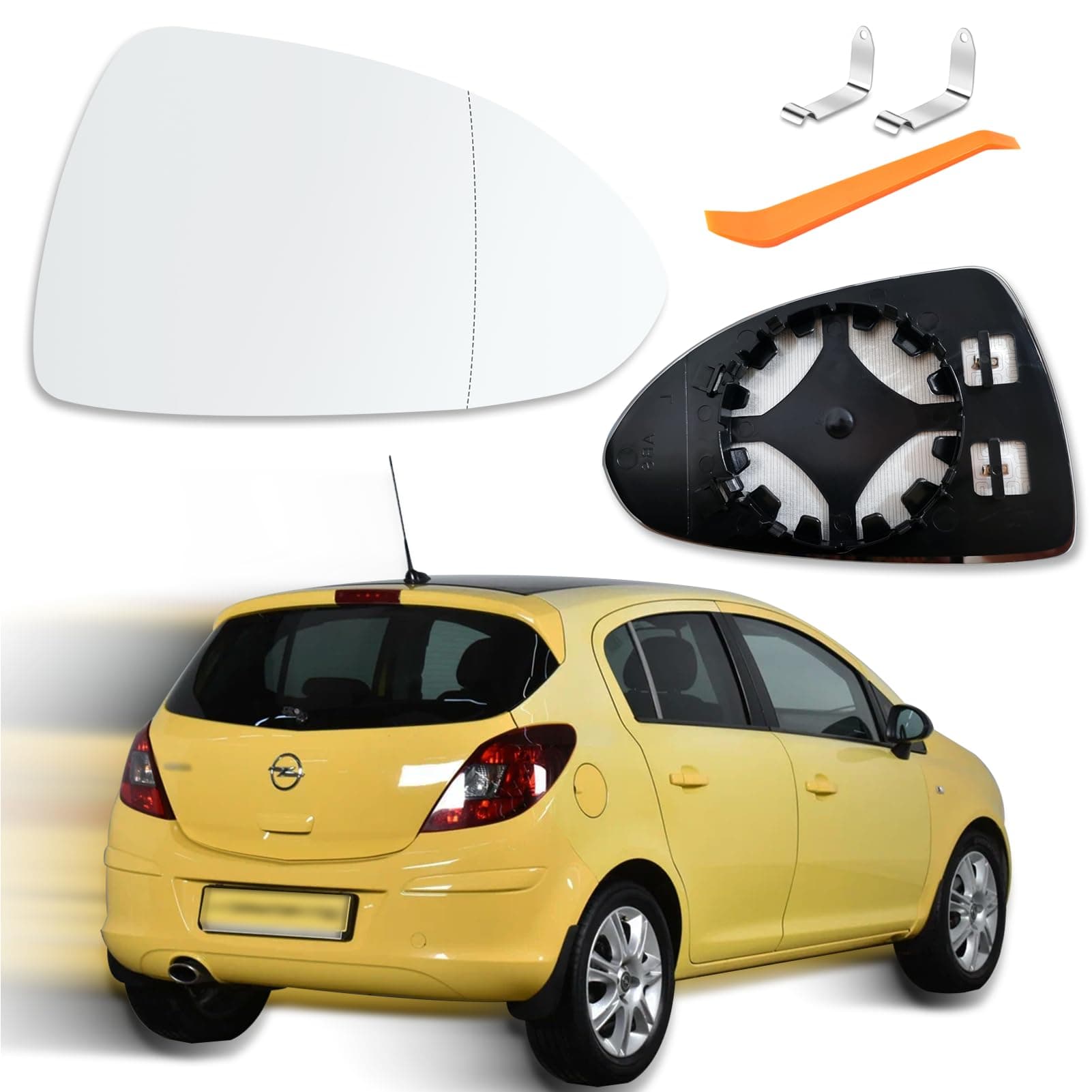 Spiegelglas für Opel Corsa D 2006-2014 Corsa E 2014-2019 | Außenspiegel für Opel Corsa D E Beifahrerseite Beheizbar Ersatzspiegelglas Asphärisch Auto Spiegel Rechts Seitenspiegel Glas Ersatz