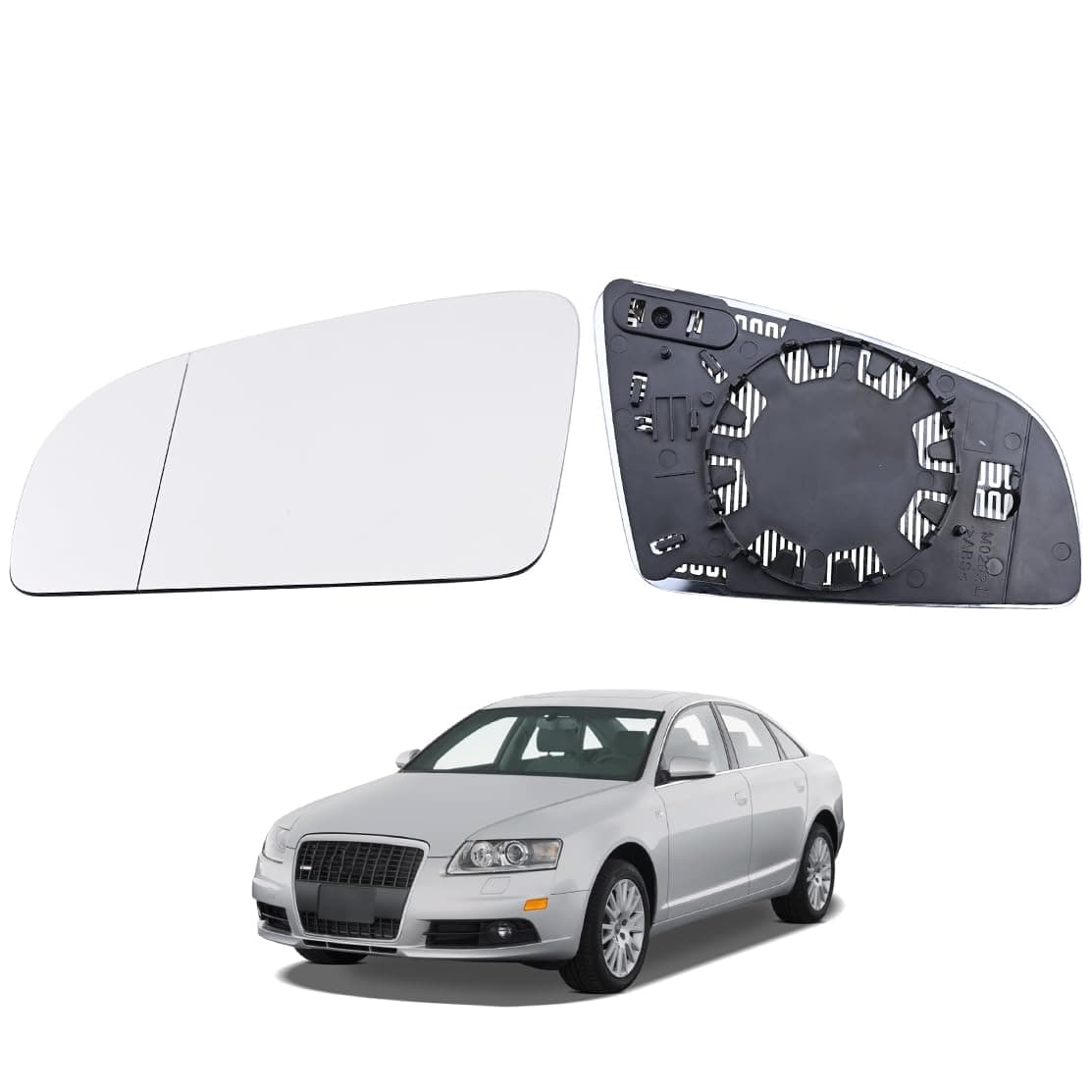 Hebstw Spiegelglas Ersatz für 2005-2008 Audi A6, Ersatz Spiegelglas Heizbar, Spiegelglas Außenspiegel Glas, Beheizbar Rückspiegelglas (Links)