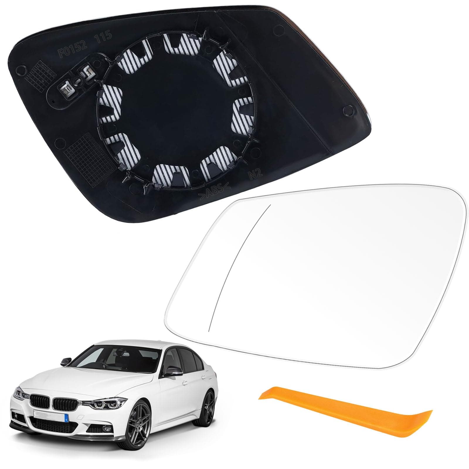Spiegelglas Ersatz für BMW F01 F07 F10 F11 F20 F21 F22 F30 F31 F32 F34 F36 i3 beheizbar Ersatzspiegelglas Fahrerseite Außenspiegel Rückspiegelglas Seitenspiegelglas (Links)