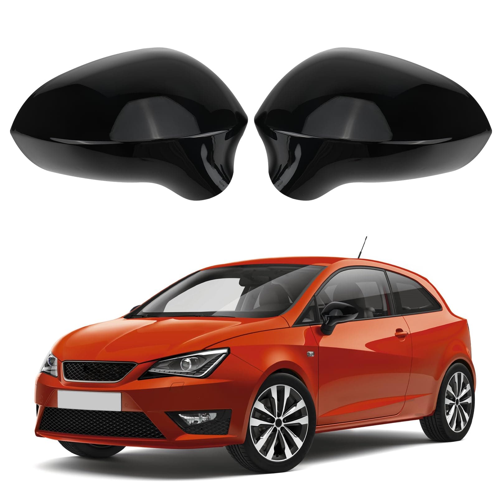 1 Paar Auto Rückspiegel Abdeckung Ersatz für SEAT Ibiza 6J Seat Leon Seat Exeo 2008-2017, Außenspiegel Spiegelkappen Seitenspiegel Cap, Links und Rechts Schwarz Seat Ibiza 6J