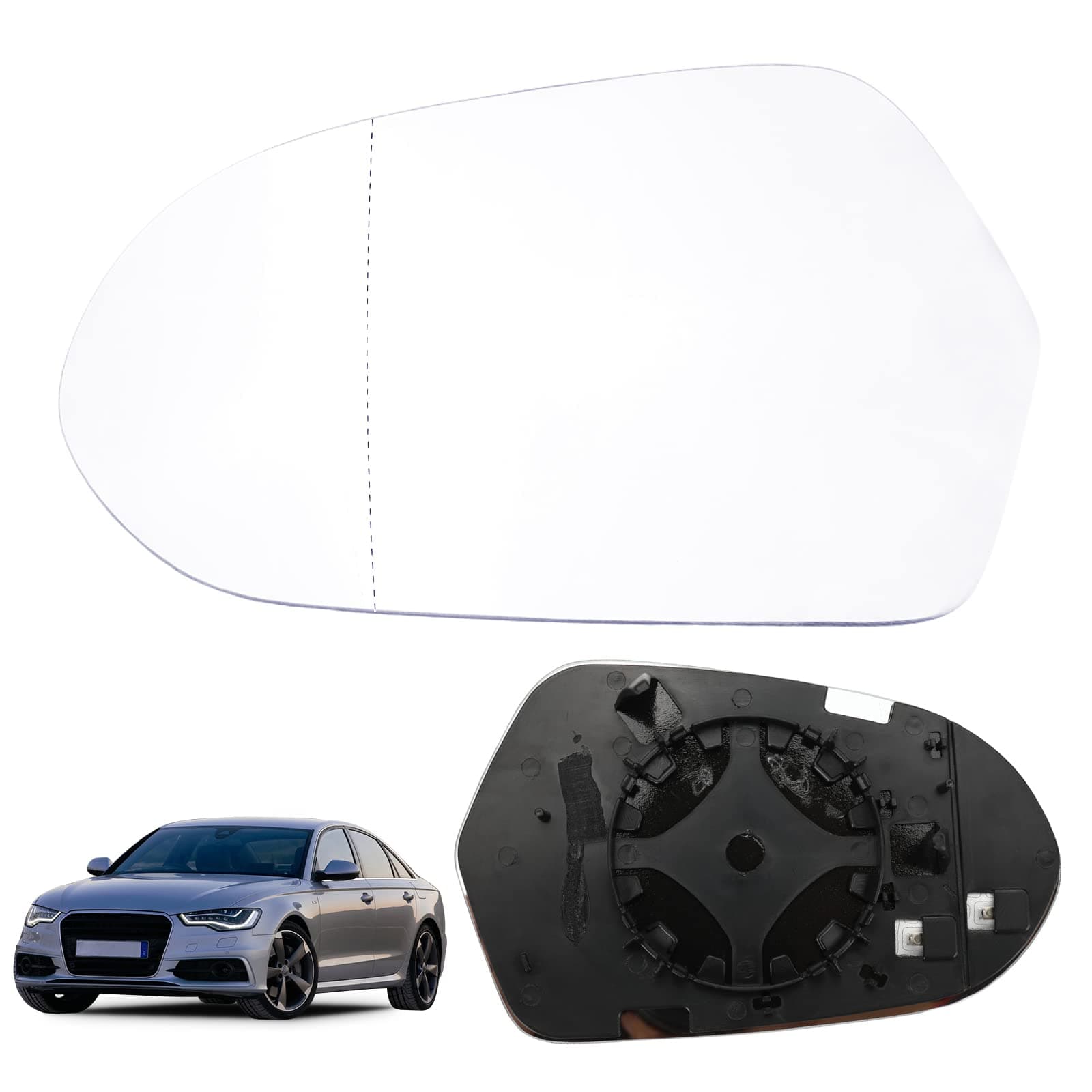 Spiegelglas Ersatz für Audi A6 (4G) 2011-2018, A6 Allroad (4G) 2012-2018, A6 Avant (4G) 2011-2018, Außenspiegel Hyperbolisch Beheizt Außenspiegelglas Asphärisch Links Oder Rechts (Links) Links Maßgeschneidert für A6 4G 2011-2018