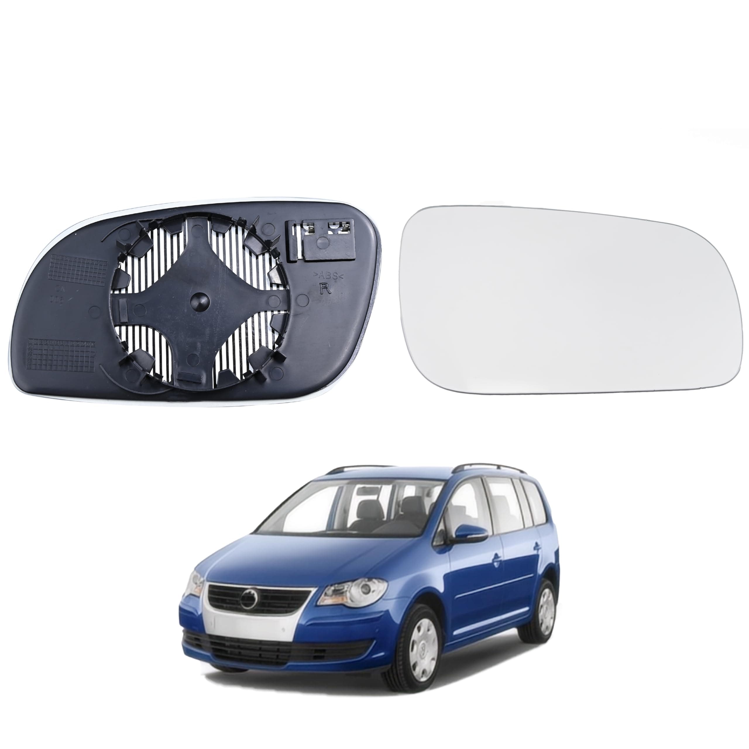Hebstw Spiegelglas Ersatz für VW TOURAN 2003-2010, Ersatz Spiegelglas Heizbar, Spiegelglas Außenspiegel Glas, Beheizbar Rückspiegelglas (Rechts)
