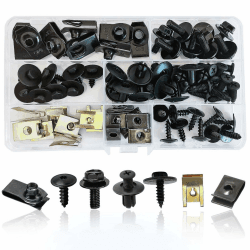 Packung mit 64 Schrauben Mutter Clip Satz, Auto Karosserie Unterbodenschutz Schrauben, Metall U Typ Montage Clip, Kotflügel Clips, Edelstahl Blech Mutter Set für Auto-Motorrad 1 Angebot bei HelloDeals