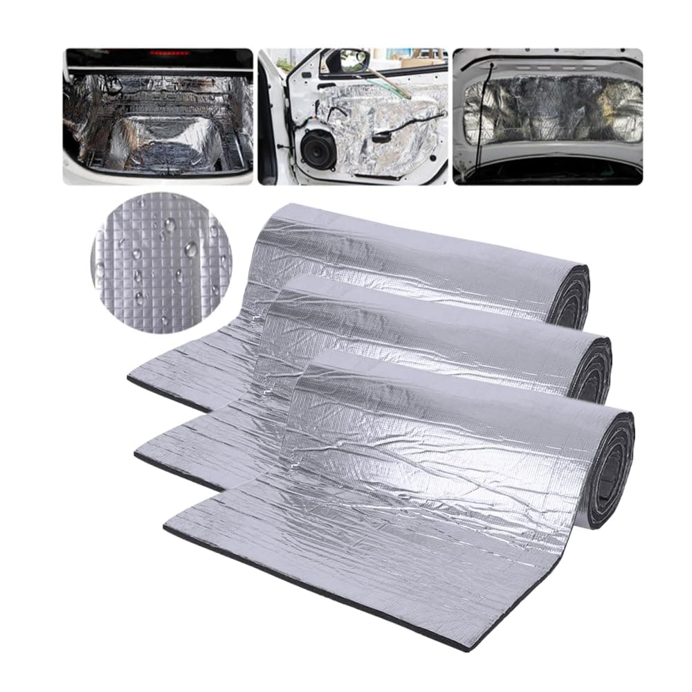 Dämmmatte auto Dämmung Stärke Selbstklebende Dämmschaummatte Motorraumdämmung Schalldämmung Schaumstoff Fahrzeug-Isolierung Isoliermatte ,200x50x1cm,3 stück silber silber(200x50x1cm)-3 stück