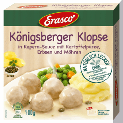 Erasco Klopse (480g) - Mit Erbsen & Möhren und Kartoffelpüree - Genuss wie bei Oma - Blitzschnell fertig - Einfach lecker 480 g (1er Pack)