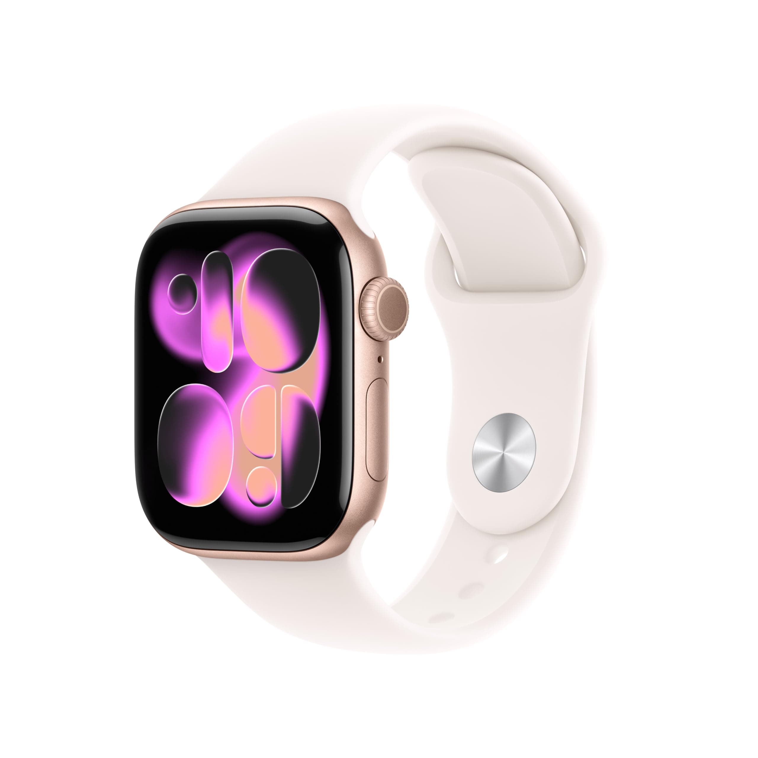 Apple Watch Series 11 GPS + Cellular 42 mm Smartwatch mit Aluminiumgehäuse in Roségold und Sportarmband in Blassrosa (S/M), Schlafindex, Fitnesstracker, Gesundheitsüberwachung, Always-On Display Sportarmband 42 mm Gehäuse Roségold/Blassrosa S/M - für 130- Angebot bei HelloDeals