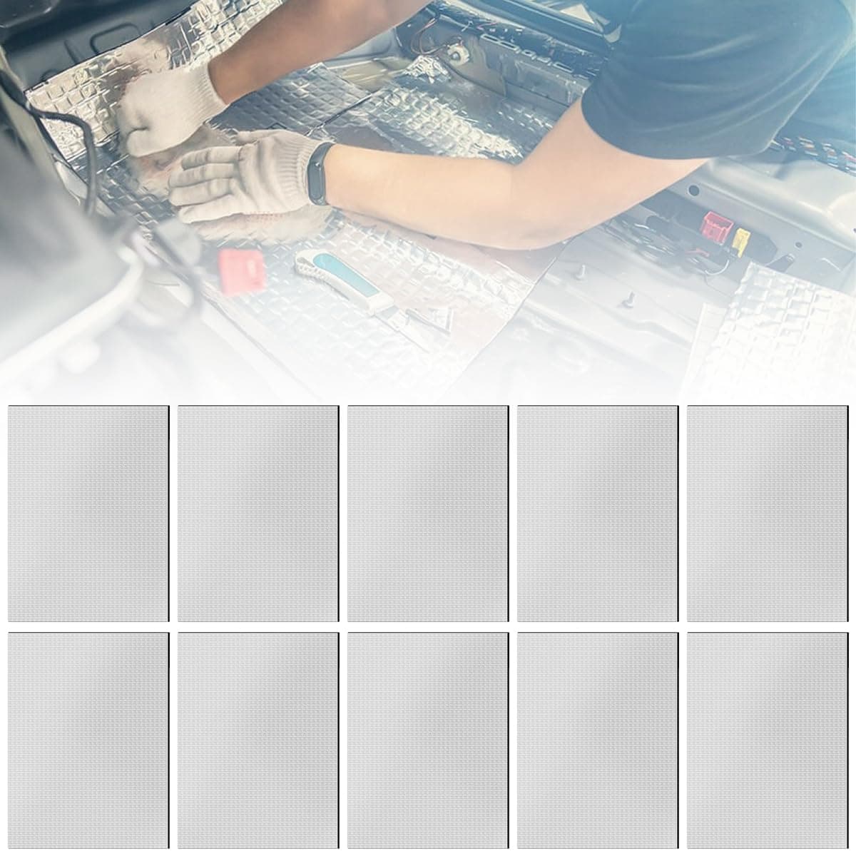 10 Stück Dämmmatte Auto Schallschutzmatte Selbstklebend 250x180x5 mm, AntidröHnmatte Selbstklebend, Dämmmatte Motorhaube, Antidröhnmatte Feuerfest, Wasserdicht, Feuchtigkeitsbeständig, Wärmeisolierung