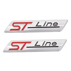 2 Stück 3D Metall ST Line Aufkleber Autokopf Emblem Abzeichen Chrom Aufkleber für Die meisten Automodelle (Silberfarben) Angebot bei HelloDeals