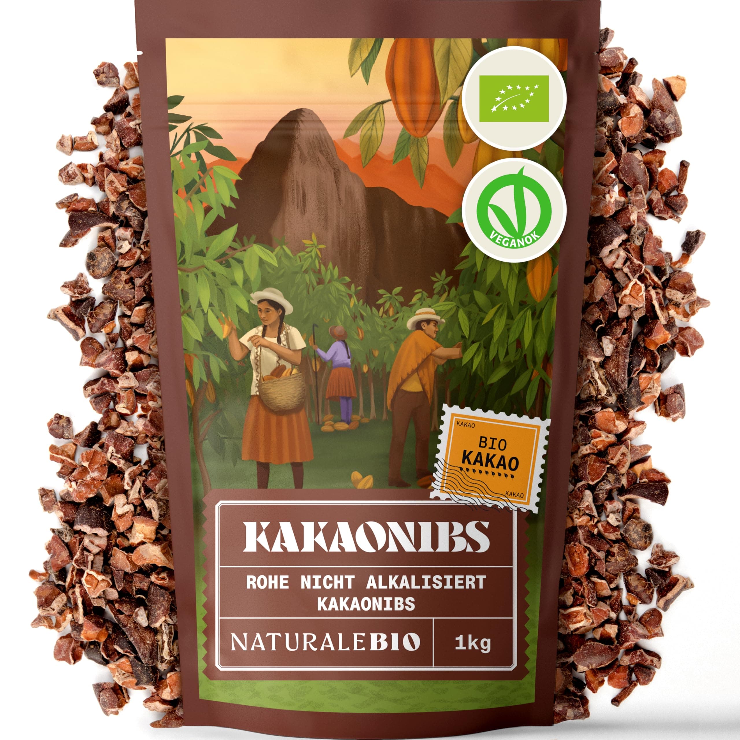 NaturaleBio Roh Kakao Nibs 1Kg. Organic Raw Cacao Nibs. Rohkost, natürlich und rein. Produziert aus der Theobroma Pflanze. Quelle für Magnesium, Kalium und Eisen. 1 kg (1er Pack) Angebot bei HelloDeals