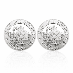 Rienan 2 Stück Christopherus Auto Medaille Heiliger Christophorus Auto Metall Schutzpatron Autofahrer Christopherus,Geeignet für Fahrer und Reisende,Geschenke,Glücksbringer (Silber) Angebot bei HelloDeals