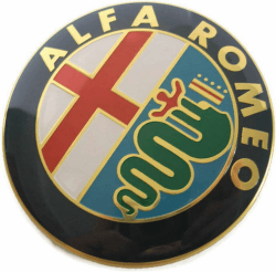 2 Emblems Compatible with Alfa Romeo Car Logo 74mm Gold for Front and Rear Bonnet Emblem Metal Badges Angebot bei HelloDeals