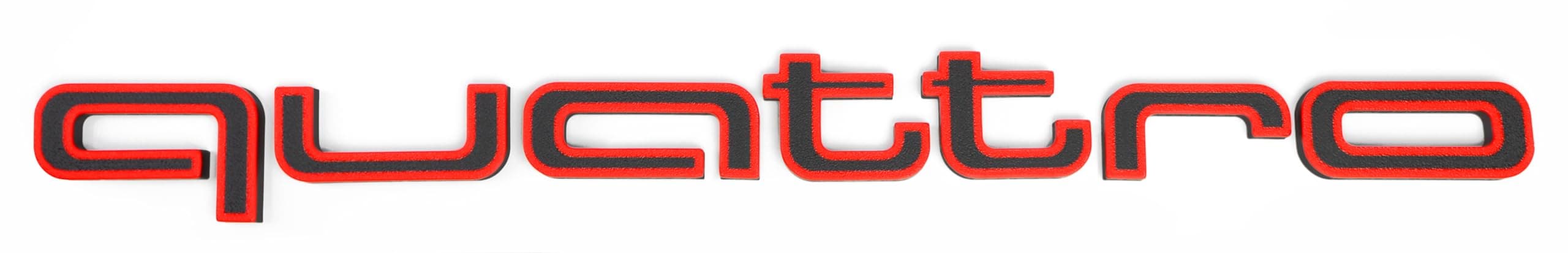 Ricreo Quattro Schriftzug kompatibel mit Frontgrill, Zubehör Emblem Schwarz mit roten Kanten, Installation mit Kabelbindern, Tuning Logo kompatibel mit Audi (alle Modelle)