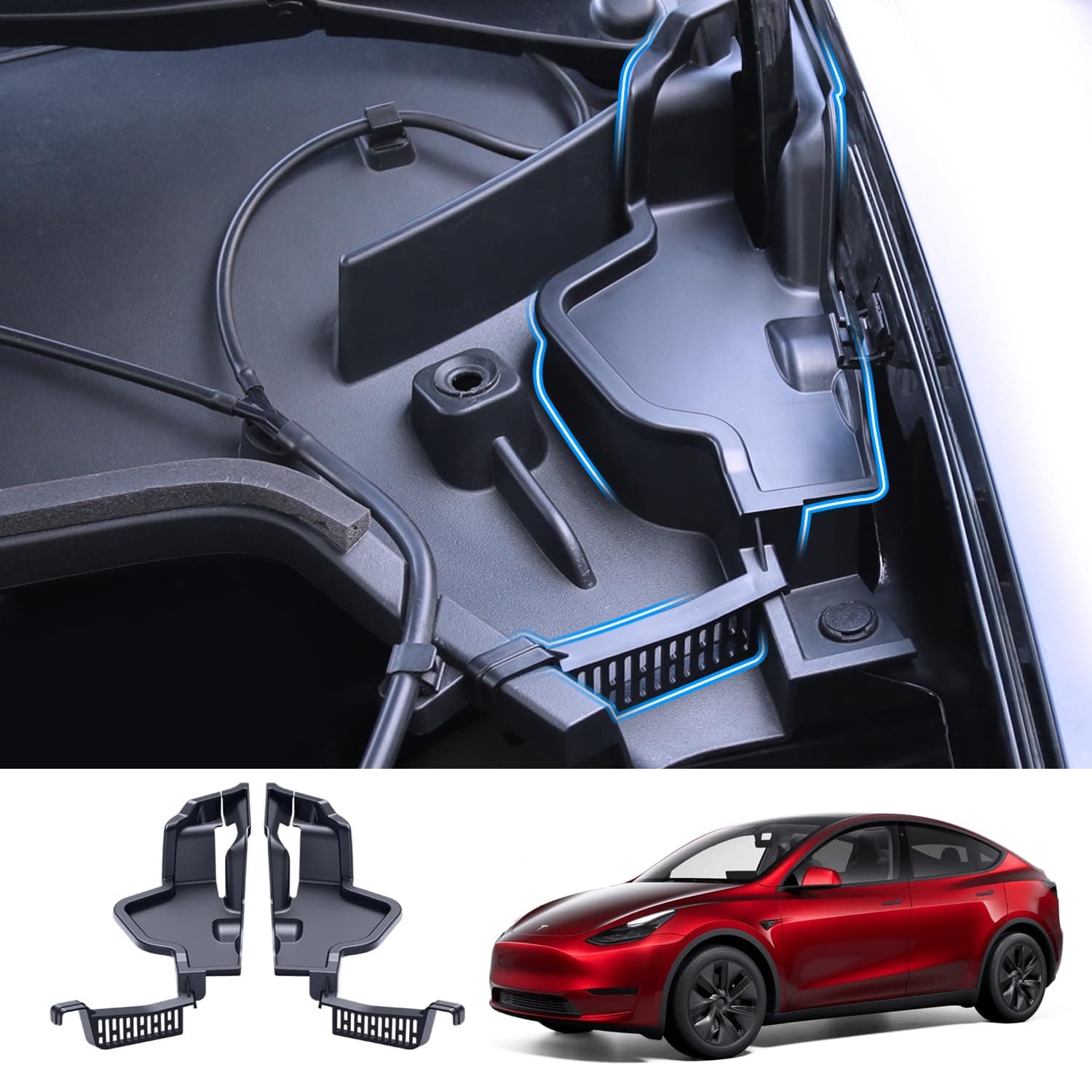 Arcoche Hood Water Barrier Box für Tesla Model Y Wasserführungsgitter Einsätze Model Y Zubehör 2024 2023 2022 2021 2020