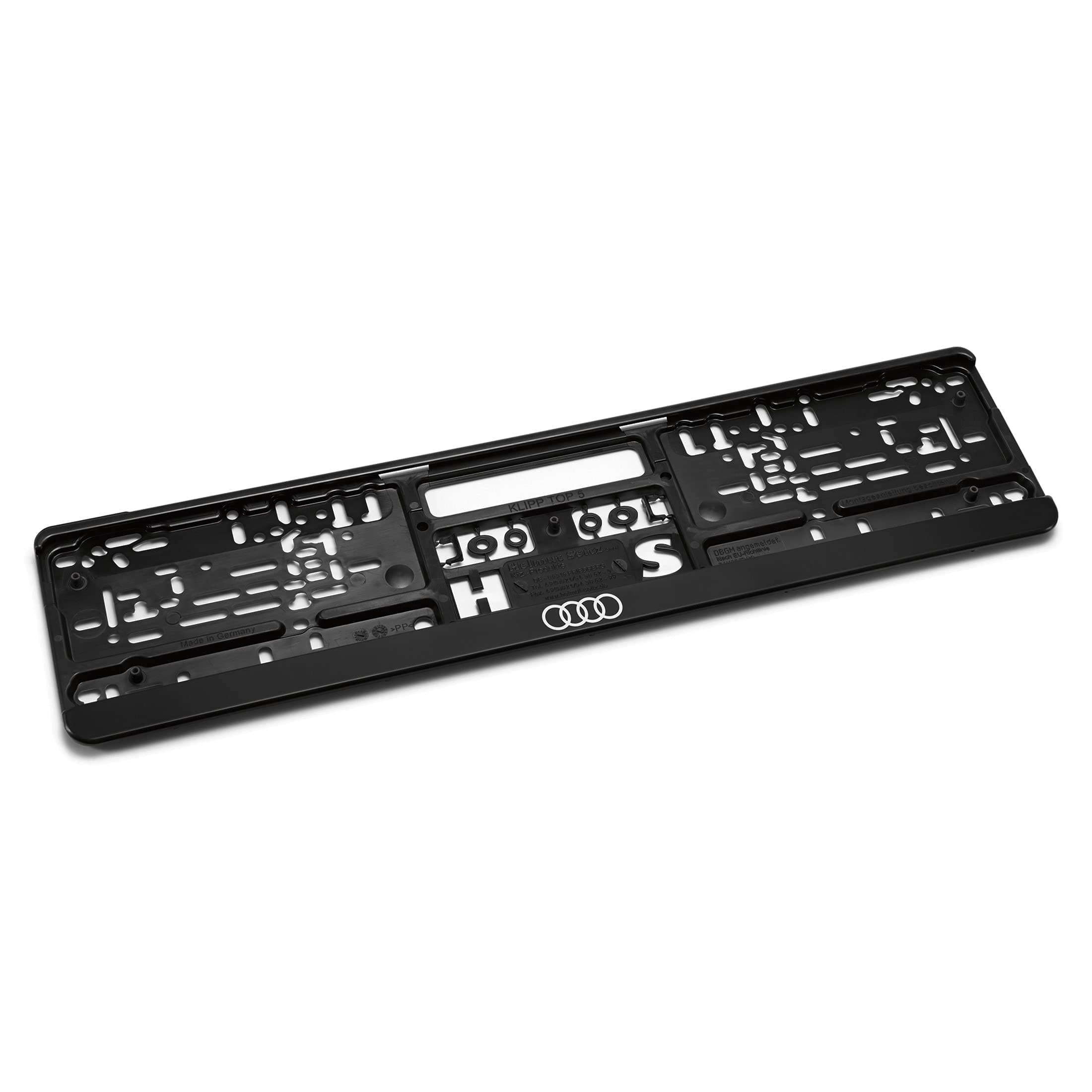 Audi 3292100100 Kennzeichenhalter Ringe Logo Kennzeichenträger, schwarz