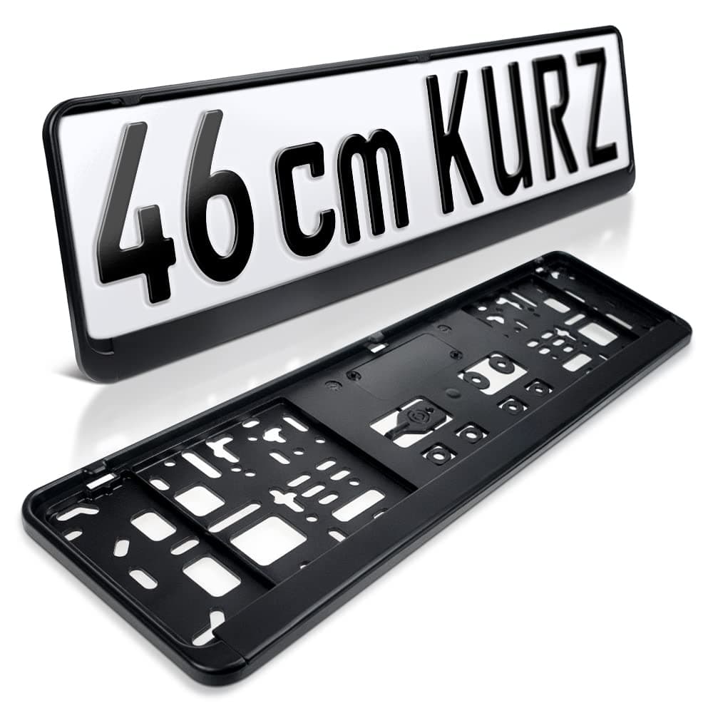 schildEVO 2 Kennzeichenhalter | 460 x 110 mm | SCHWARZ | für Kurze Kennzeichen | 46 x 11 | Nummernschildhalter | Kennzeichen-Halterung | DHL-Versand
