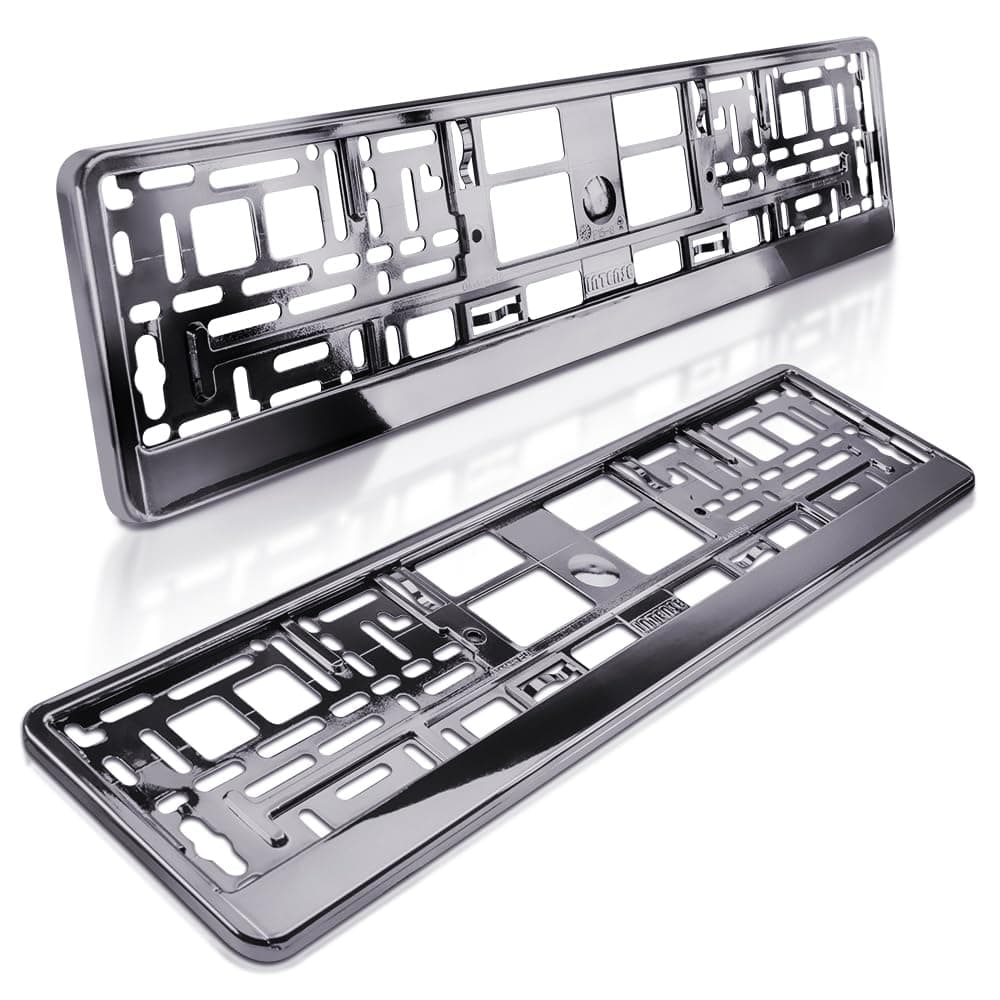 schildEVO 2 Kennzeichenhalter | Dark Chrom Metallic Hochglanz | Anthrazit Graphit | Chrom Look | Nummernschildhalter | DHL-Versand