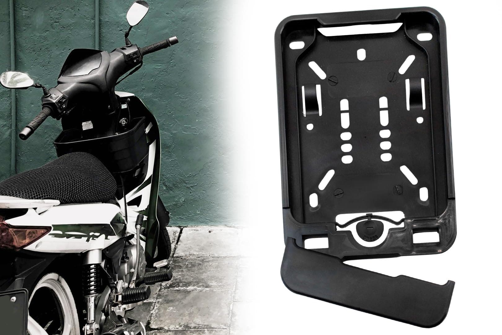 Wechselrahmen Kennzeichenhalter 135x110 für Mofa, Roller, E-Bike, Moped - Schnelle & unkomplizierte Montage, praktische Klappfunktion, Robustes & langlebiges Material