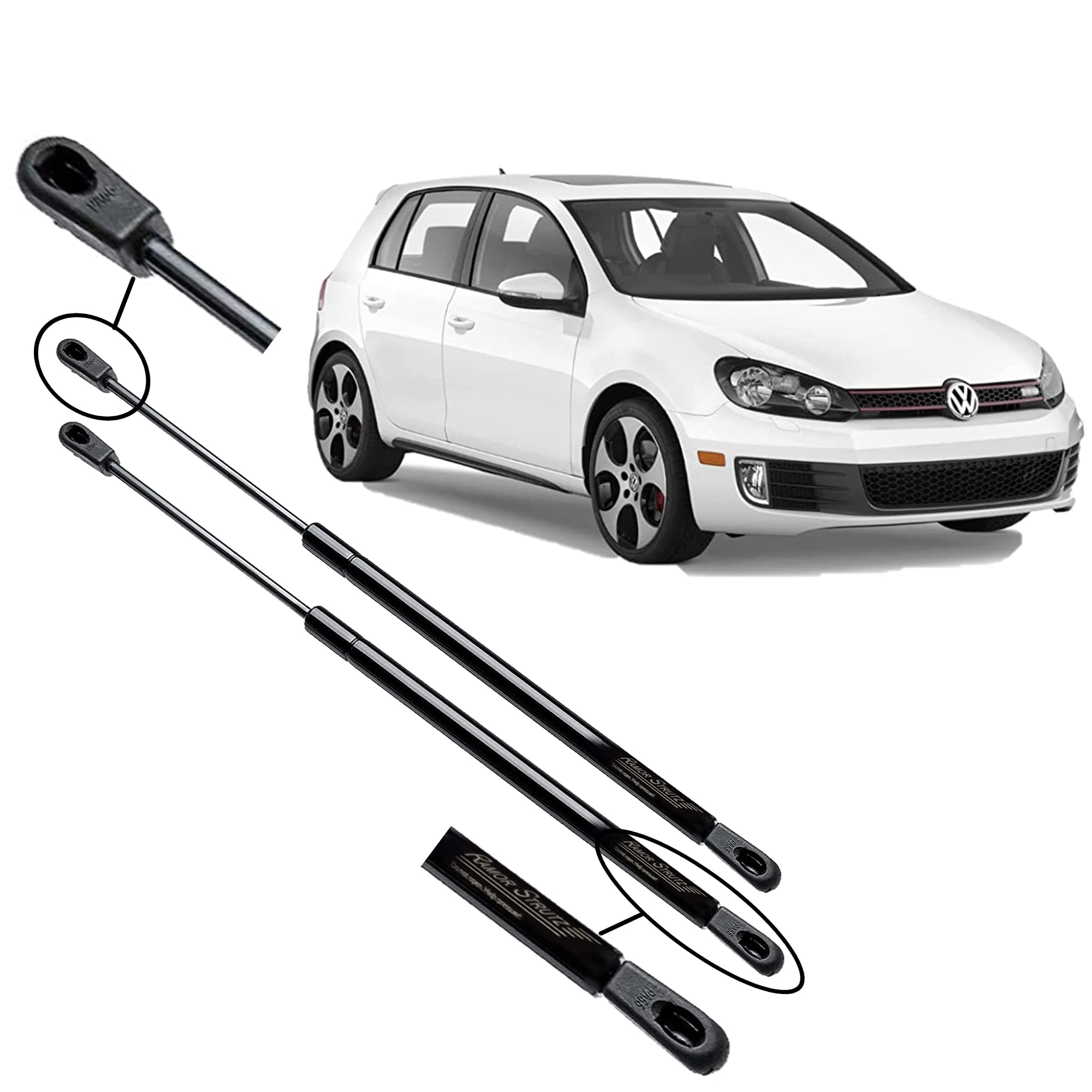 Ramor Strutz 2x Gasfeder Dämpfer Heckklappe Kompatibel mit VW Golf mk6 Fließheck 2008-2012 A6, 5K. Gasdruckfeder Heckklappendämpfer Ersatz für 5K6827550D und Andere. Angebot bei HelloDeals