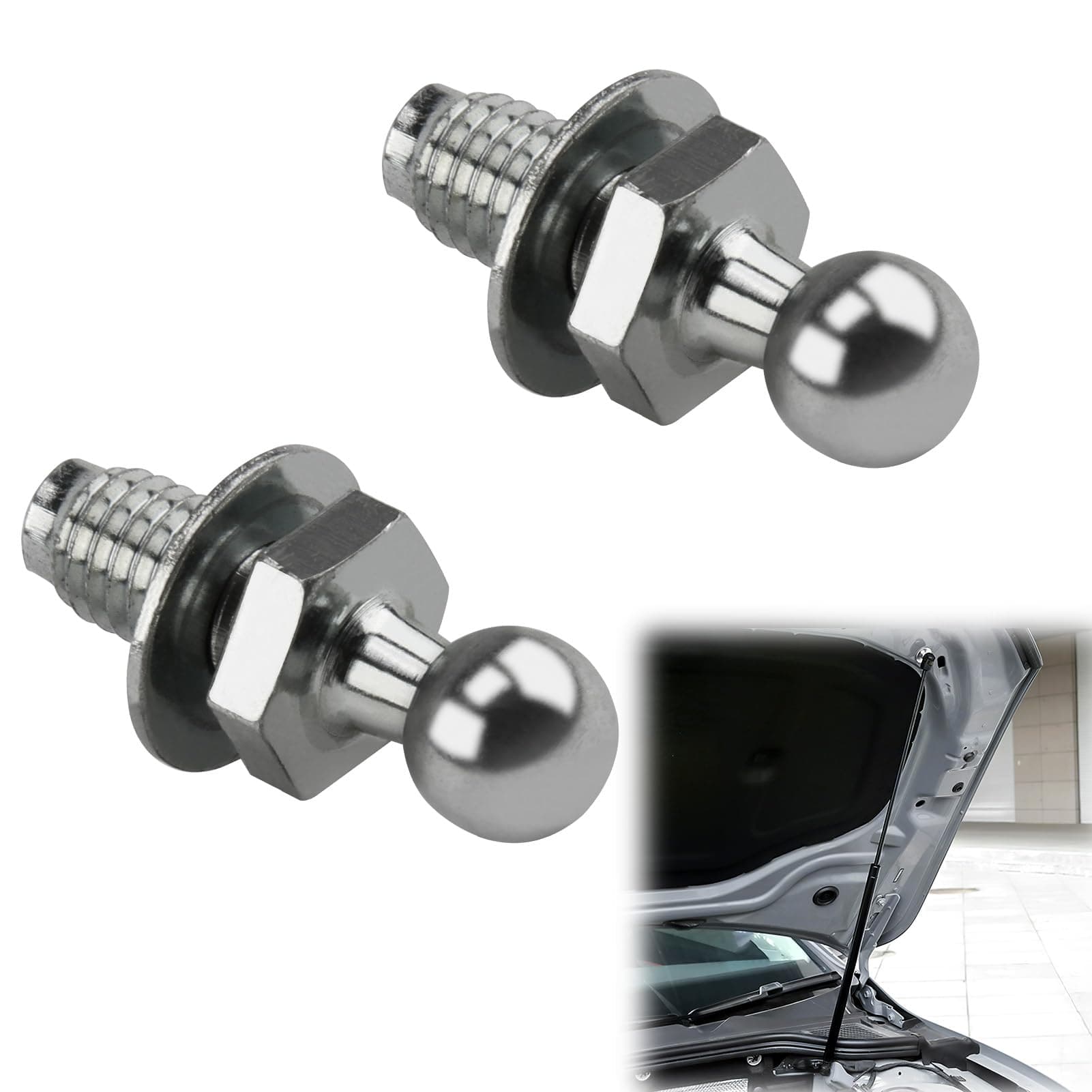2 Stück M8 Kugelzapfen,Kugelbolzen,Verstärkte Kugelzapfen für Gasdruckfedern, Edelstahl-Kugelbolzen M8, 10mm Kugelkopf, für Heckklappen und Motorhauben in Auto und Schiffsbau