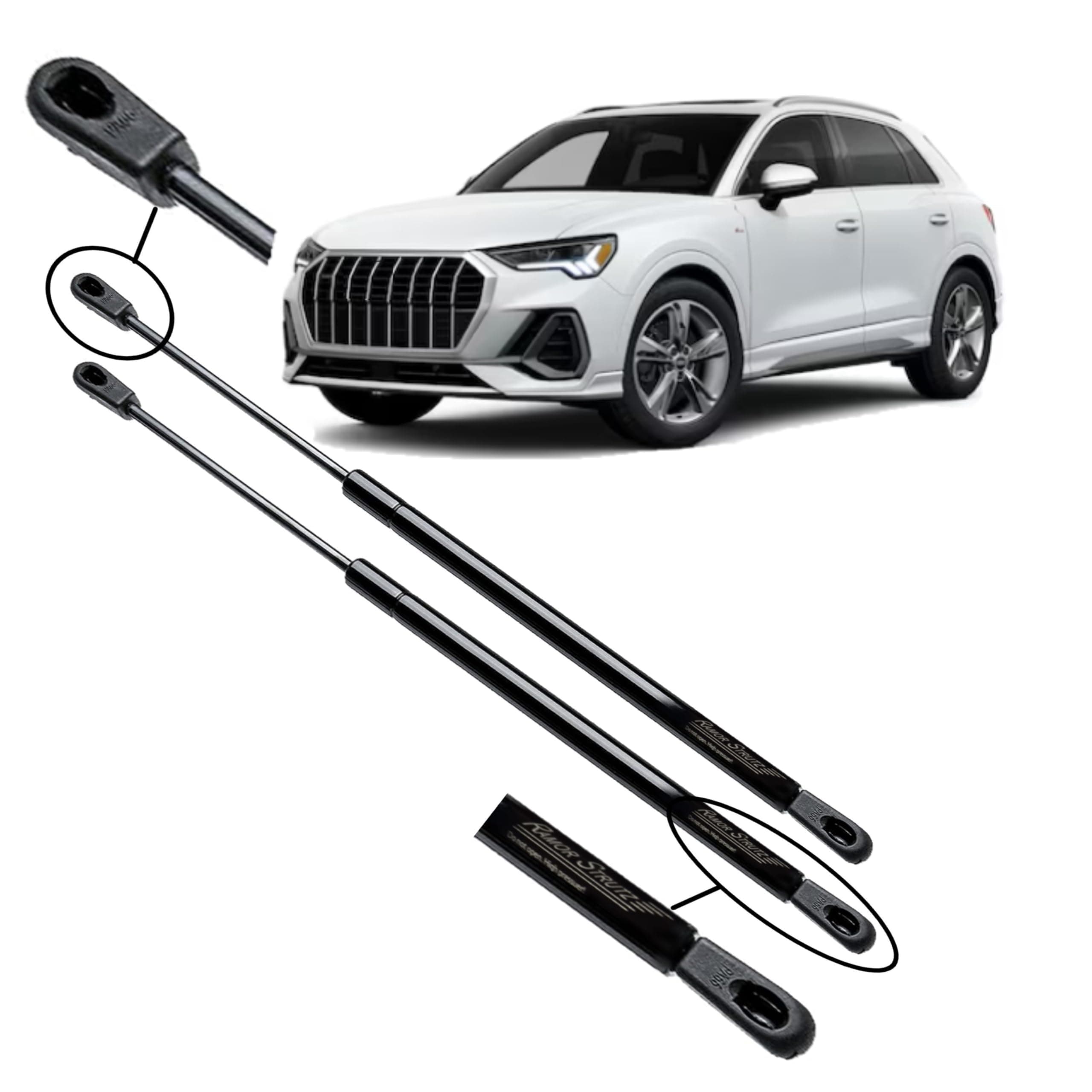 Ramor Strutz 2x Gasfeder Dämpfer Heckklappe Kompatibel mit Audi Q3 2011-2019. Gasdruckfeder Heckklappendämpfer Ersatz für 8U0827552A und Andere.