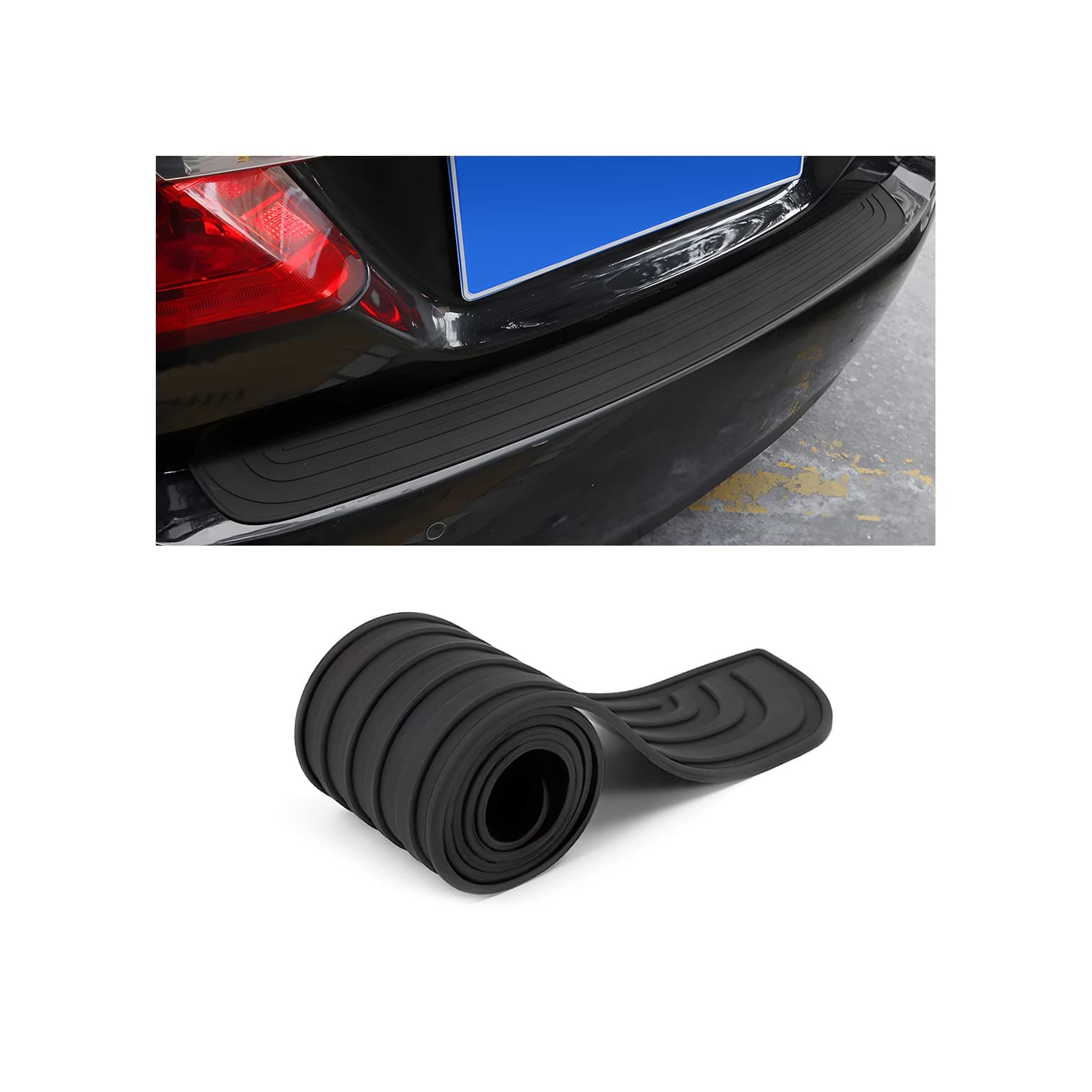CGEAMDY Stoßstangenschutz aus Gummi, Schwellerschutz für den Kofferraum, Kratzfest und Abriebfest, Selbstklebender Heckstoßstangenschutz für Autos, SUVs (Schwarz/101x8.5CM) Schwarz 101 x 8,5 cm Angebot bei HelloDeals