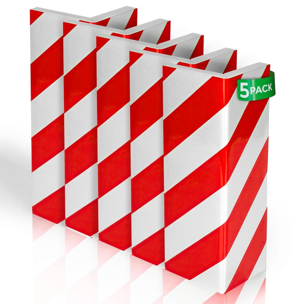 NURADA Schaumstoff Garagen Wandschutz & Kantenschutz (5 Stück, rot & weiß, 40x25 cm)- Kantenschutz selbstklebend für Garage - Türkantenschutz für Autotüren - Garagenschutz Auto & Autotür Rot und weiß